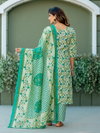Pista Colour Cotton Blend With Print Kurti With Pant Dupatta Wholesale In India Aaradhna 2029
